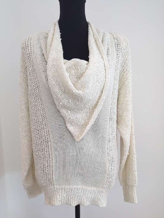 LeRoy Knitwear Sweaters - Oversized Vintage Artisanal Cream Cowl Neck Sweater